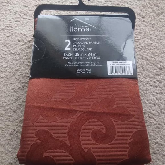 Dream Home 2 Rod Pocket Jacquard Panels 28 x 84 Spice - Picture 2 of 2